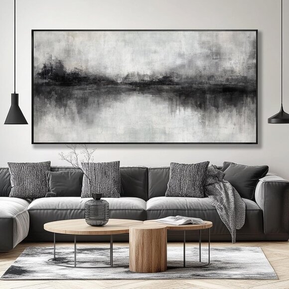 Chic Modern Abstract Canvas Framed Wall Art - 24"x48" Perfect for Any Space,All Products : American Fashion Style Bags On Sale